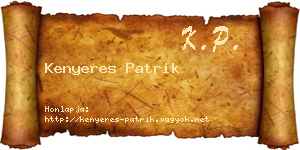 Kenyeres Patrik névjegykártya